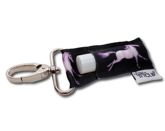 White Horse LippyClip® Lip Balm Holder w/ Swivel Clip, stocking stuffer, wedding favor, party favor