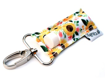 Sunflowers LippyClip® Lip Balm Holder for chapstick, clip-on keychain, chapstick holder, stocking stuffer, teacher gift