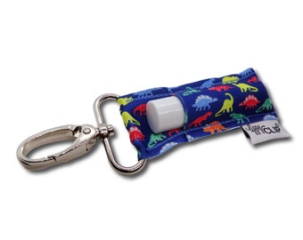 Dinos LippyClip® Lip Balm Holder for chapstick, clip-on keychain, chapstick holder, stocking stuffer, teacher gift