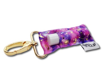 Magenta Celestial LippyClip® Lip Balm Holder for chapstick, clip-on keychain, chapstick holder, stocking stuffer, teacher gift