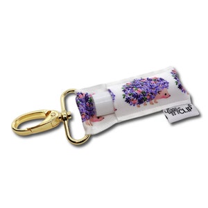 Floral Hedgehog LippyClip® Lip Balm Holder for chapstick, clip-on keychain, chapstick holder, stocking stuffer, teacher gift image 1