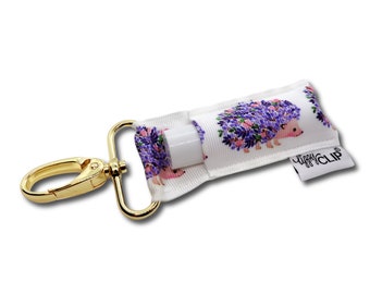 Floral Hedgehog LippyClip® Lip Balm Holder for chapstick, clip-on keychain, chapstick holder, stocking stuffer, teacher gift