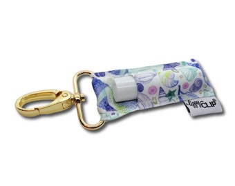 Seashells LippyClip® Lip Balm Holder for chapstick, clip-on keychain, chapstick holder, stocking stuffer, teacher gift