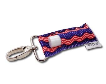 Stars and Stripes Forever LippyClip® Lip Balm Holder for chapstick, clip-on keychain, chapstick holder, stocking stuffer, teacher gift