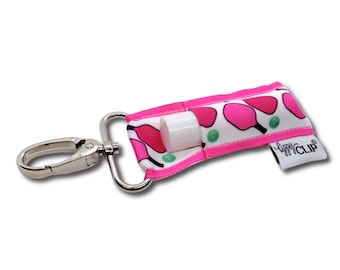 Pickleball on Pink LippyClip® Lip Balm Holder for chapstick, clip-on keychain, chapstick holder, stocking stuffer, teacher gift