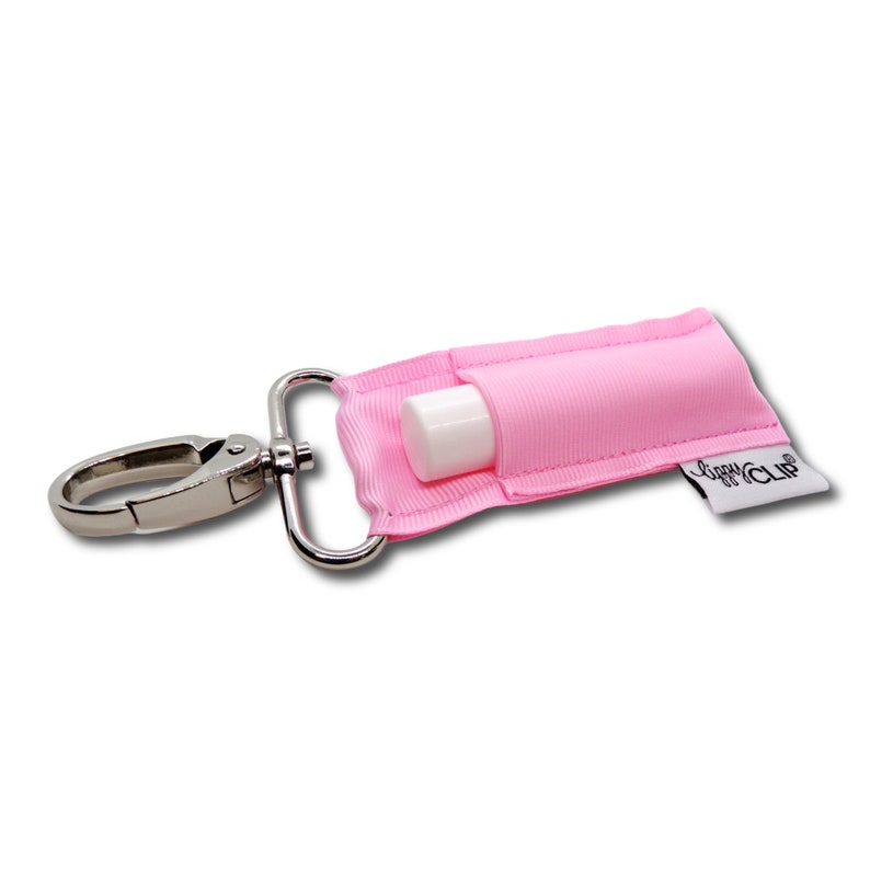 Classic: Baby Pink LippyClip® Lip Balm Holder for chapstick w/ Swivel Clip, stocking stuffer, wedding favor, party favor image 1