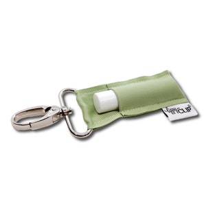 Classic: Sage Green LippyClip® Lip Balm Holder for chapstick w/ Swivel Clip, stocking stuffer, wedding favor, party favor image 1