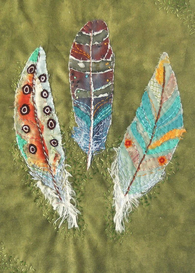 Feathers Giclee Print from textile artwork image 2