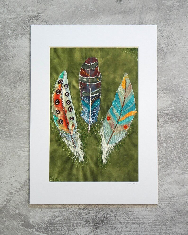 Feathers Giclee Print from textile artwork image 4