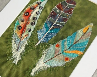 Feathers Giclee Print from textile artwork