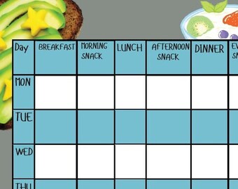 Digital Meal planner | Meal Planner Template | Daily Diet Planner, Fillable PDF, A4. Printable Meal Planner