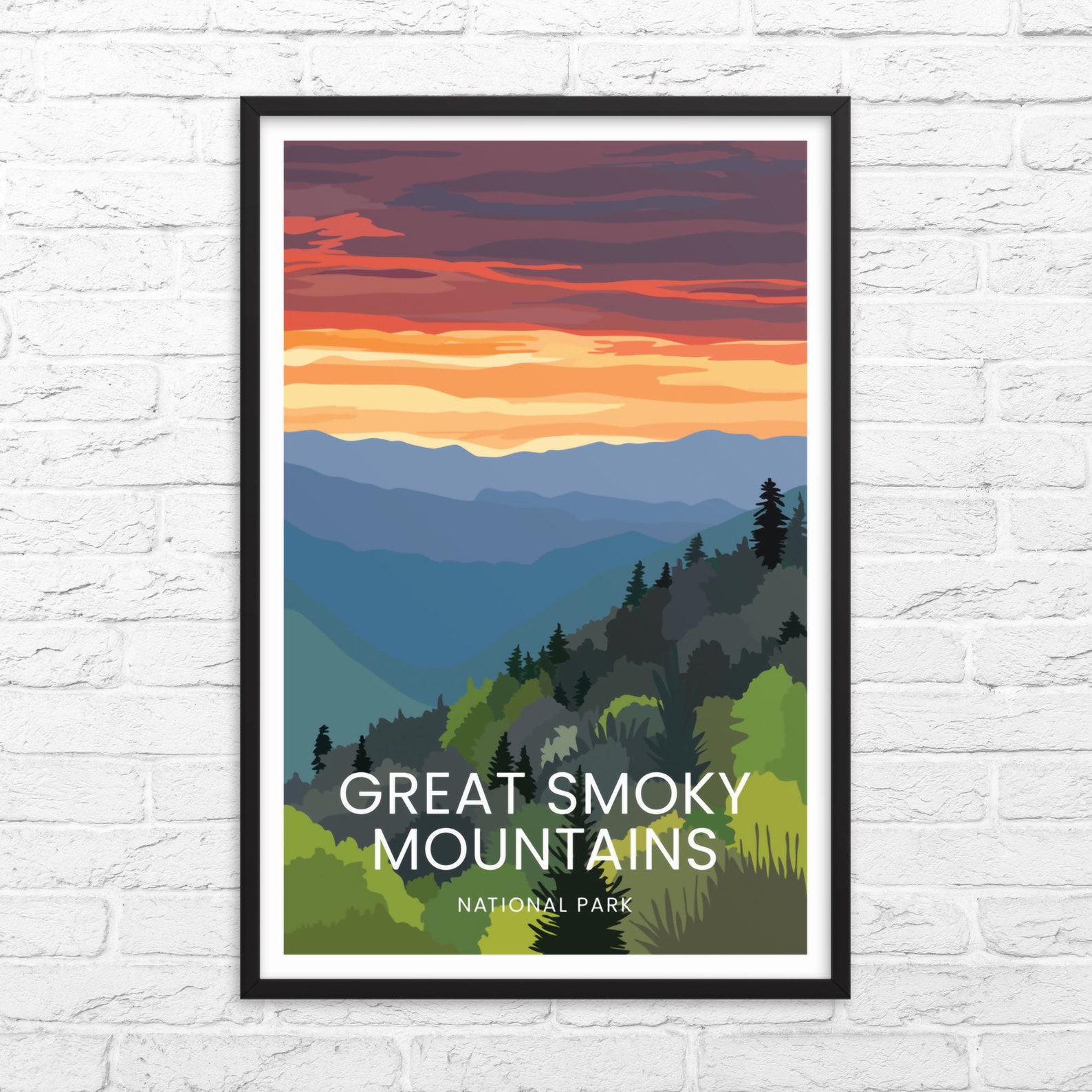 Framed Great Smoky Mountains National Park 24x36 Poster Etsy