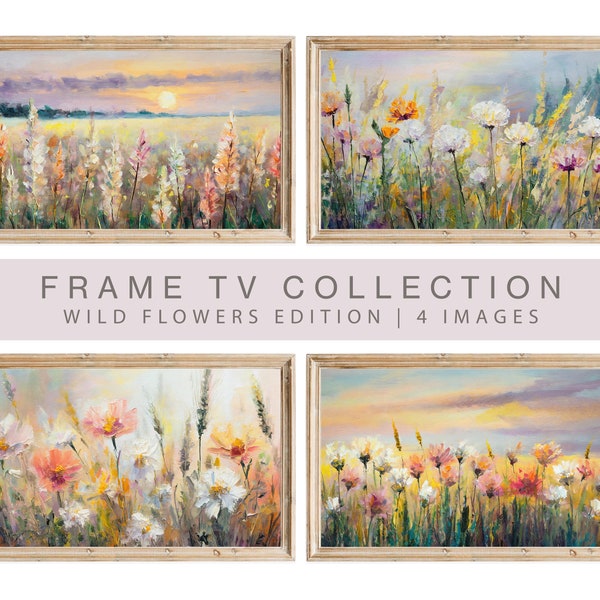 Frame TV Art Set Flower Spring Wildflowers Muted Neutral Colors Samsung TV Art Bundle Farmhouse Country Summer Download
