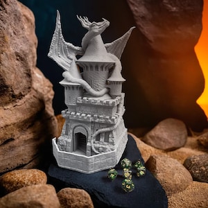 Tower for Dungeons and Dragons, Dragon Castle Dice Tower for DnD, Fantasy Dice Tower for RPG, Dungeons and Dragons Accessories, Dice Tower
