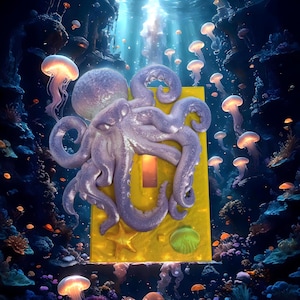 Octopus Single Toggle Light Switch Cover, Ocean 3D Printed Light Switch Plate and Outlet Plate Covers, Ocean Decor for Kids Room or Bathroom