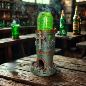 Dice Tower & Can Holder for DND, Tower of the Valiant Dice Roller Mug, RPG Tabletop Gift for Dungeon Master, DND Dice Tower and Cup Holder