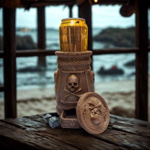 Soporte para jarra de cerveza pirata y torre de dados, torre de dados para tazas de Dungeons and Dragons, soporte para bebidas de rol, regalo de DND, accesorio para juegos de Pathfinder