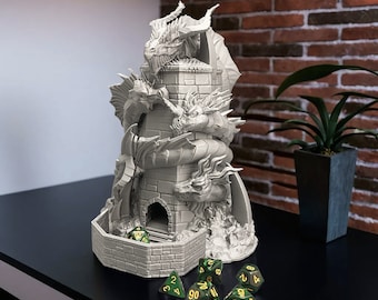 Tiamat Dice Tower for Dungeons and Dragons, RPG Dice Roller for Dungeon Master, DnD Dice Towers for Board Game as a 3Dprint DND Accessories