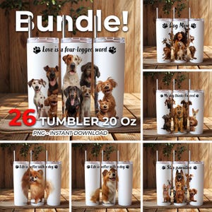 Bundle gobelet emballé pour chiens, gobelet mince 20 oz, lot de gobelets pour chiens, gobelet pour sublimation png