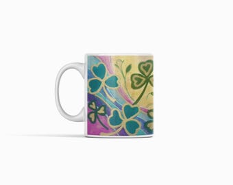 Golden lucky coffee mug hand drawn