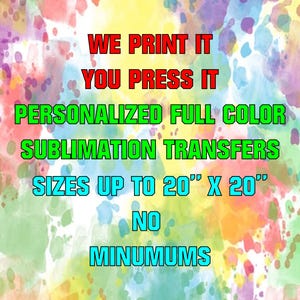 Benutzerdefinierte Sublimationstransfers | Fertig zum Aufpressen des Drucks | Becher & Mehr | Print on Demand | Ansturm Sublimation | Südliches Alabama