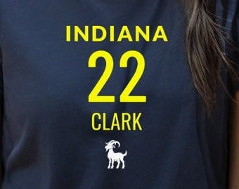 Caitlin Clark GOAT 22 t-shirt with cute goat, for fans of WNBA women's basketball Indiana Iowa, Logo 3 Fever Unisex soft cotton tee
