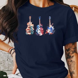 Watercolor Guitar Graphic T-Shirt: Music Lover Tee, Rock Band Style
