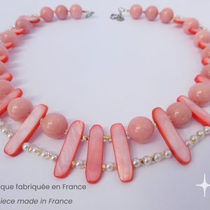 Collier rose et nacre deux rangs de perles image 2