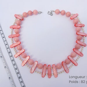 Collier rose et nacre deux rangs de perles image 7