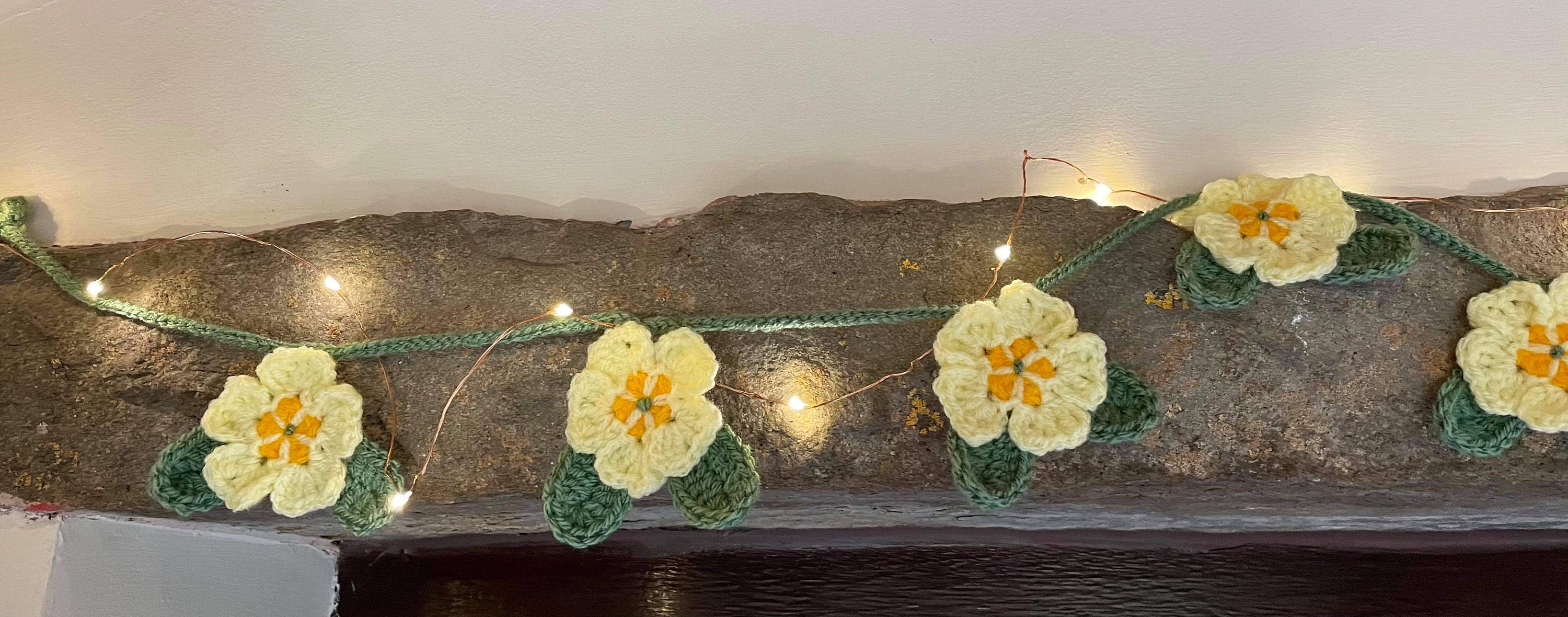 Crochet Primrose Flower Garland Bunting Handmade - Etsy