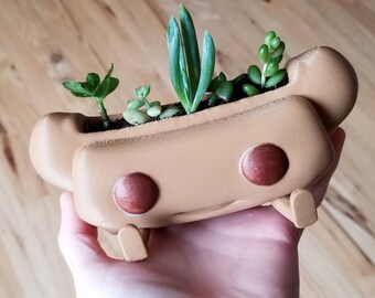 Smiling Hot Dog with Legs 3D Printed Planter