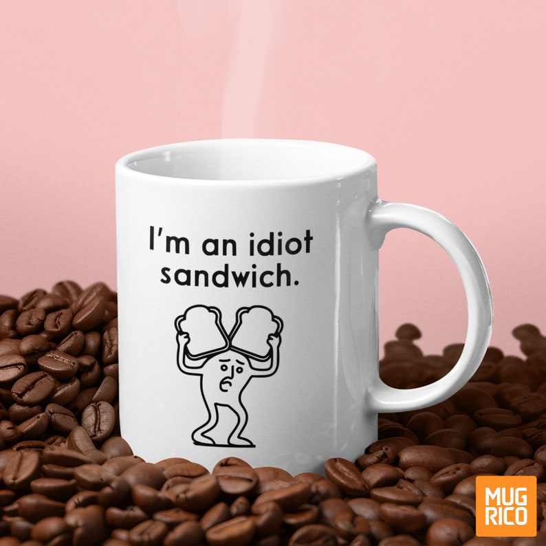 Ik ben een Idiot Sandwich Gordon Ramsay Geïnspireerd 11oz Mok, Keramiek & Glanzend, Humoristisch Citaat Grappige Meme Cup afbeelding 1