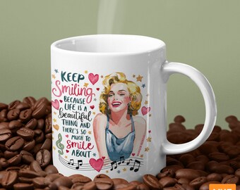 Blijf lachen, want het leven is mooi en er is zoveel om over te lachen - Marilyn Monroe Quote Mok, 11oz, Moeder Mok, Mok als cadeau