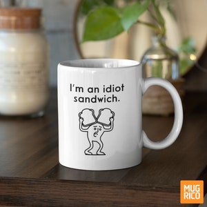 Ik ben een Idiot Sandwich Gordon Ramsay Geïnspireerd 11oz Mok, Keramiek & Glanzend, Humoristisch Citaat Grappige Meme Cup afbeelding 2