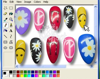 Kpop Gdragon Concert Nails | Reusable and Hand Painted Unique Press On Nails
