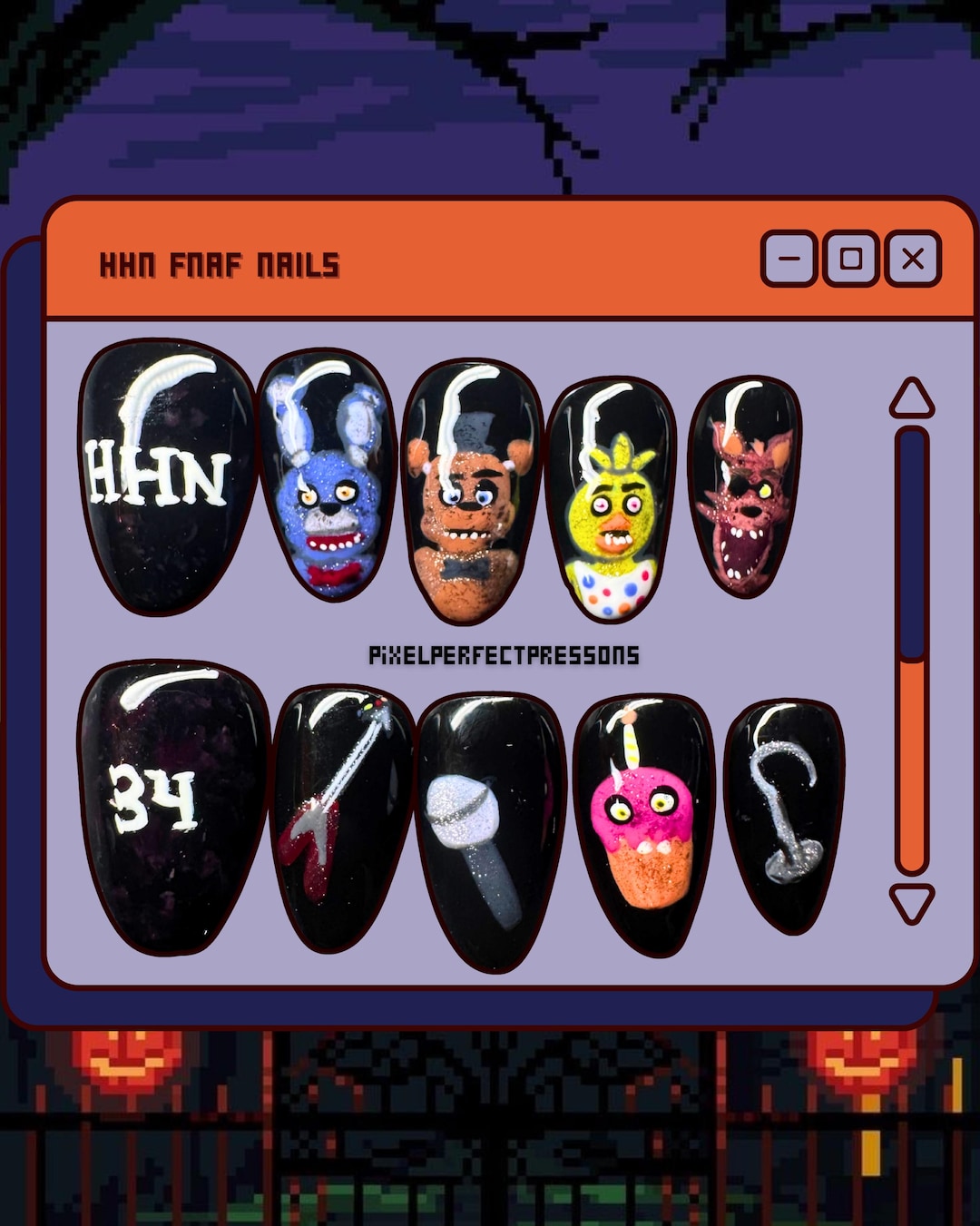 FNAF Characters Nail Set | Reusable and Hand Painted Unique Press on ...