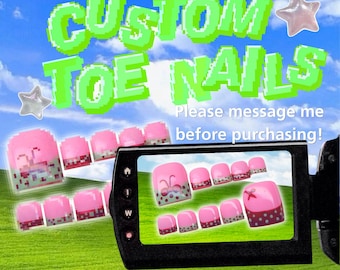 Custom Press On Toe Nail Set | Reusable and Made To Order