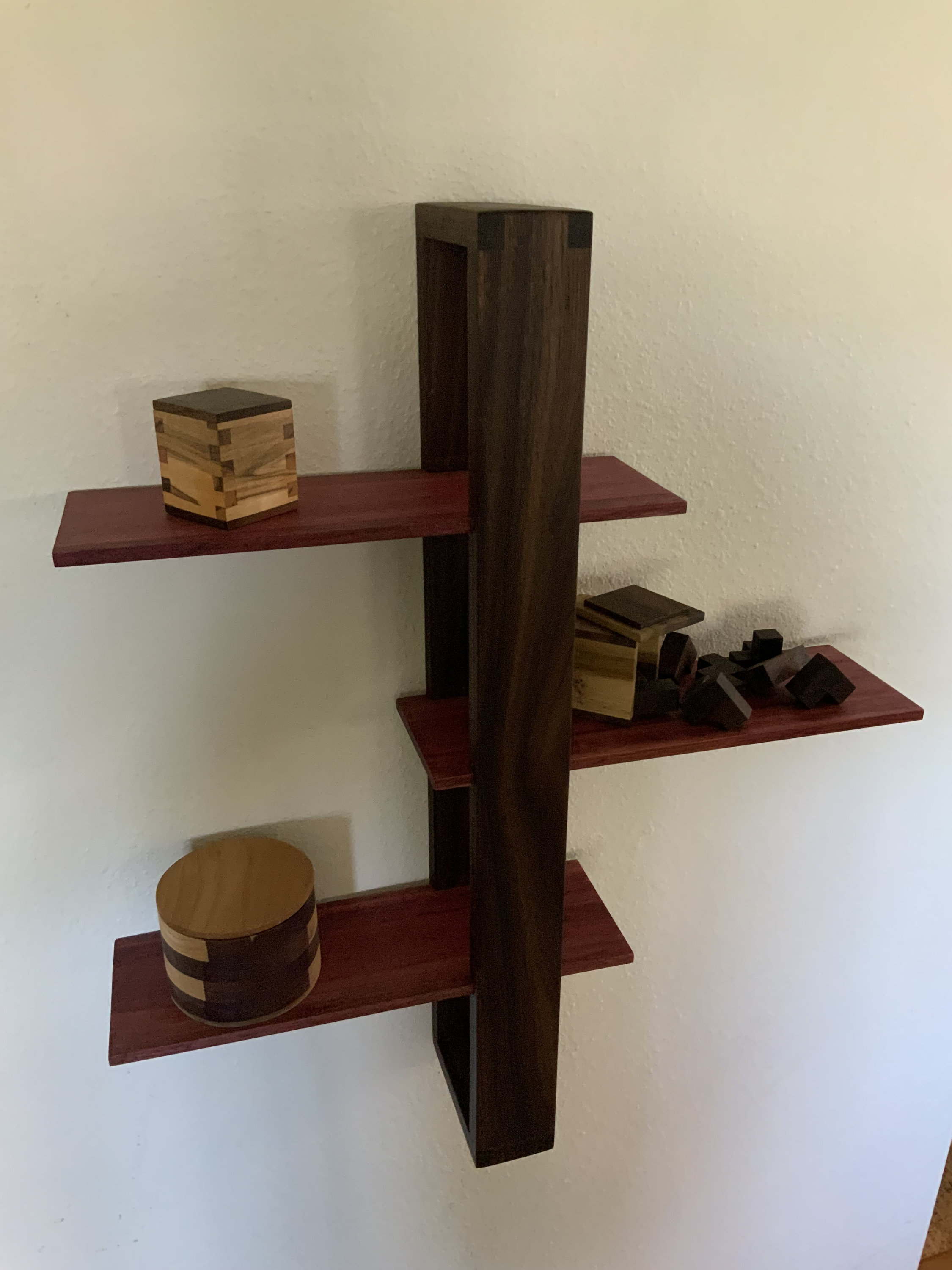 Adjustable Floating Wood Shelves, Handmade, Premium Hardwoods, 3