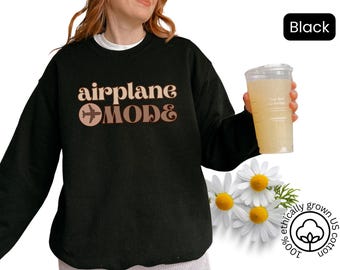 Sudadera Modo Avión, Conjunto para un Día de Viaje, Sudadera cómoda para el aeropuerto, Camiseta de viajero frecuente, Suéter cómodo para viajar, Regalo de viaje solo con equipaje de mano