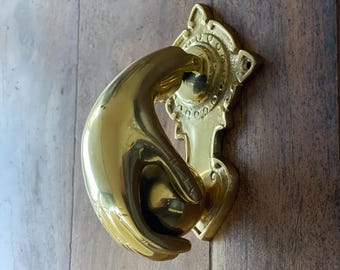 Solid Brass Hand Door Knocker | Heavy Gold Vintage-Style Sculpture | Handmade Victorian Grip Knocker | Unique Front Door Accent