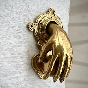 Brass Hand Door Knocker Gothic Entry Hardware Antique Style Front Door Decor Victorian Door Knocker Unique Housewarming Gift