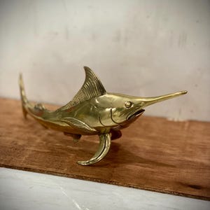 Bronze Swordfish Sculpture | Handcrafted Bali Ocean Decor | Nautical Bronze Fish Figurine | Marine Art Statue | Unique Coastal Home Accent