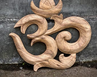 Handmade Wooden OM Symbol Aum Wall Art Spiritual Yoga Studio Meditation Room Décor Gift for Yoga Lovers