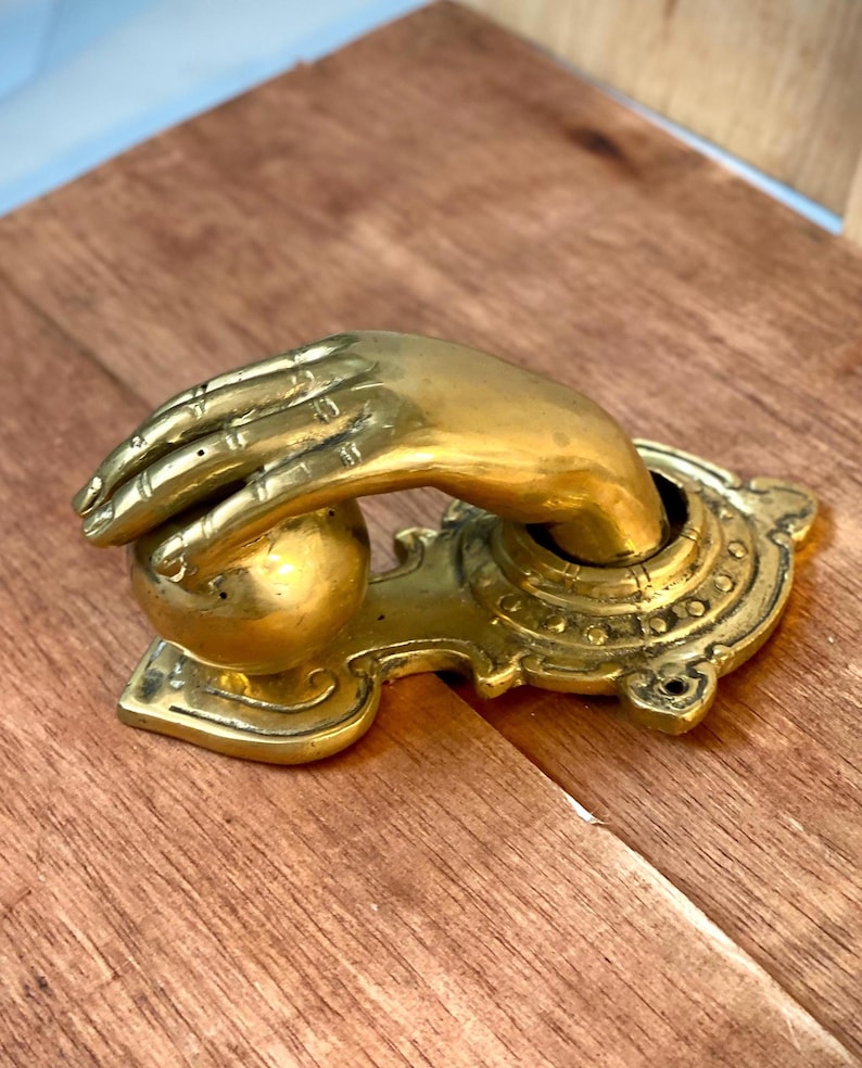 Vintage Brass Hand Door Knocker 6 Inches Ornate Victorian Antique Style ...