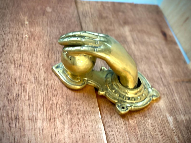 Vintage Brass Hand Door Knocker 6 Inches Ornate Victorian Antique Style ...