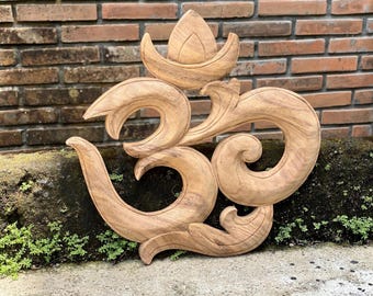 Wooden Om Symbol Wall Art Yoga Decor Hand Carved Meditation Sign Spiritual Wall Hanging Balinese Sacred Symbol Home Decor Zen Gift Spiritual