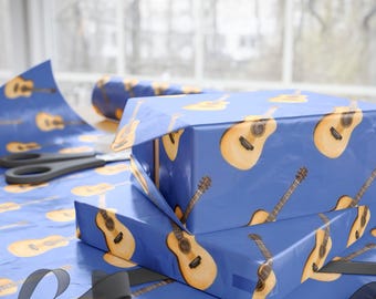 Guitars Wrapping Paper  | Music Lover Gift Wrap | Rock and Roll Birthday Party Supplies | Music Themed Wrapping Paper | Guitar Gift Wrap