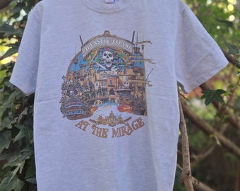 seltenes  Vintage T-Shirt TREASURE ISLAND at the Mirage, Original 80er Jahre, Las Vegas, Made in USA, graues T-Shirt