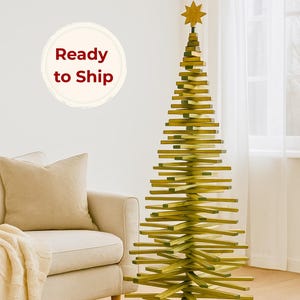 Large green wooden Christmas tree, eco friendly handmade holiday decor, sustainable Xmas home gift, ready to ship festive tree, Limited stoc