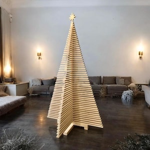 Unique Xmas tree, large tall Christmas tree, handmade Xmas tree, minimalist wood tree, farmhouse holiday decor, eco faux tree, Xmas symbol